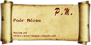 Poór Mózes névjegykártya